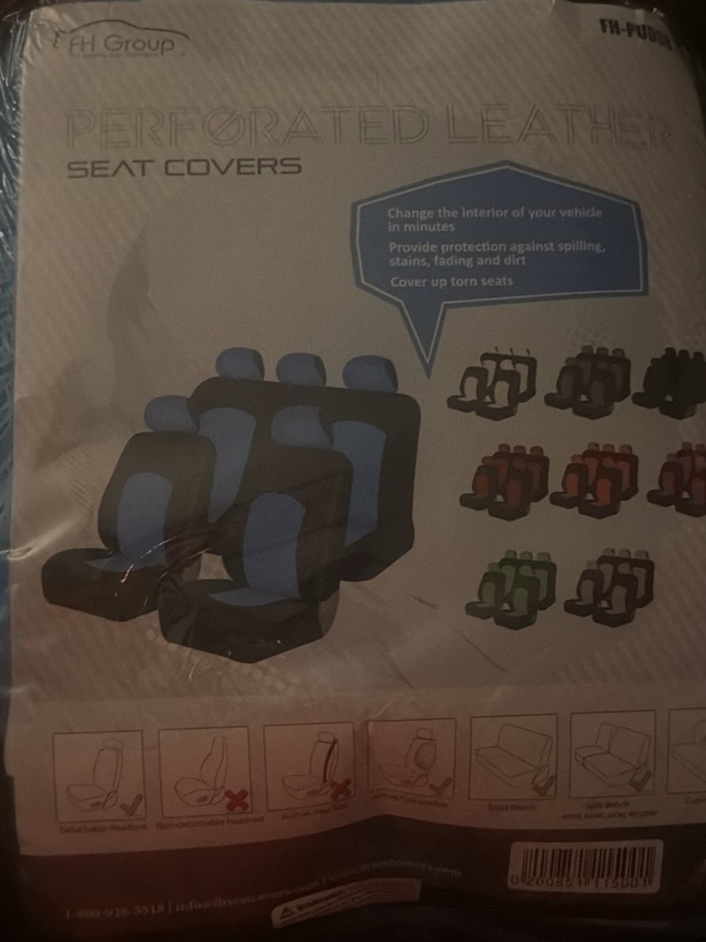 Perforated Leather Seat Covers - Blue/Black